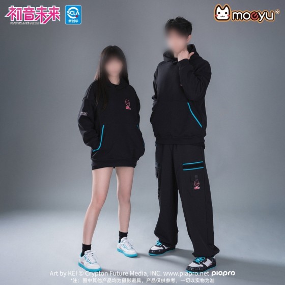 Vocaloid Hatsune Miku Neon Electronic Music Project Moeyu Miku Merch Black Hoodie